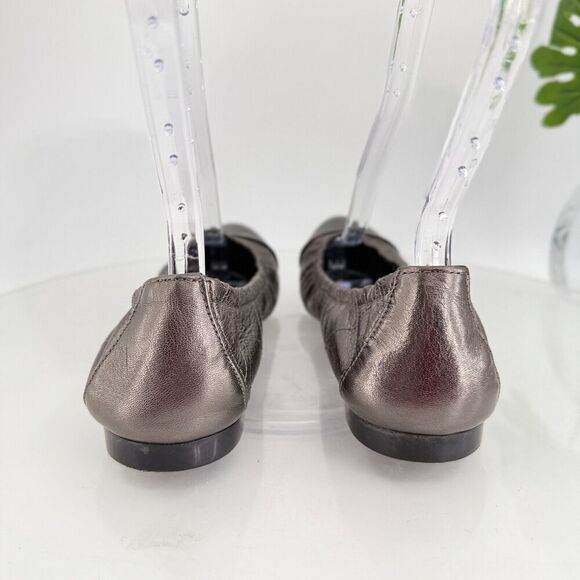 AGL Naomi Womens Ballet Flats Size 38.5 8.5 Quilted Silver Black Leather Cap Toe - Picture 7 of 16